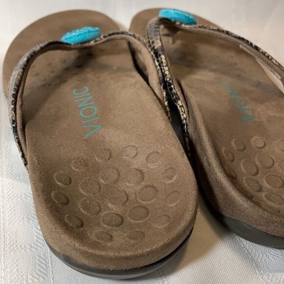 Vionic Felipa Snake Turquoise Beaded Orthopedic Sandals Flip Flops Sz 5 - Picture 5 of 7